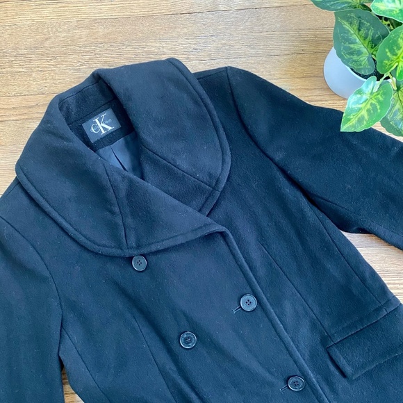 Calvin Klein Black Double-Breasted Coat - Picture 3 of 15